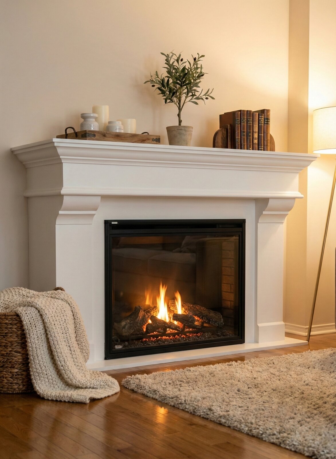 Pillar Series fireplace mantel installation in San Diego, CA