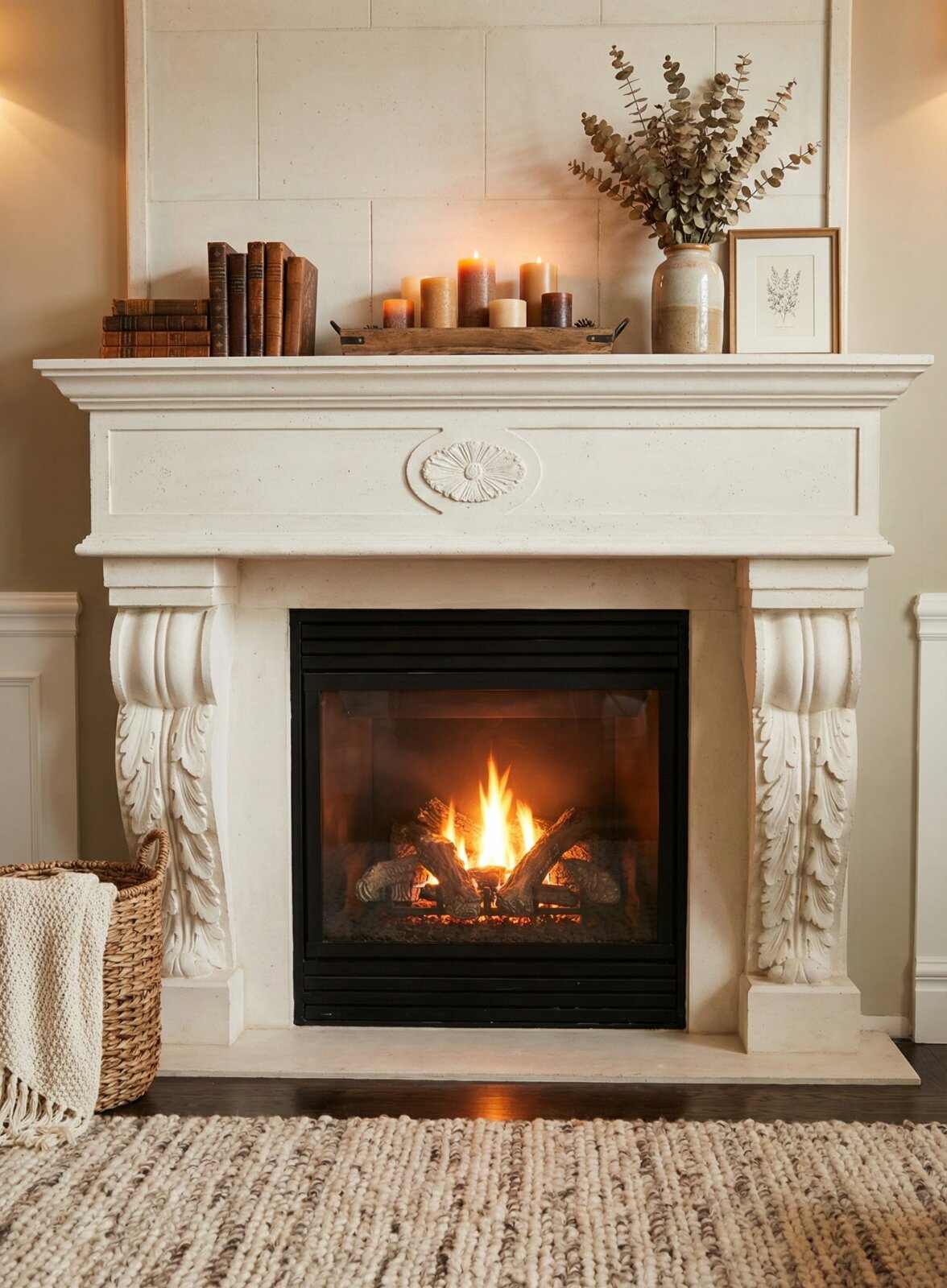 Provincial Series fireplace mantel installation in Austin, TX