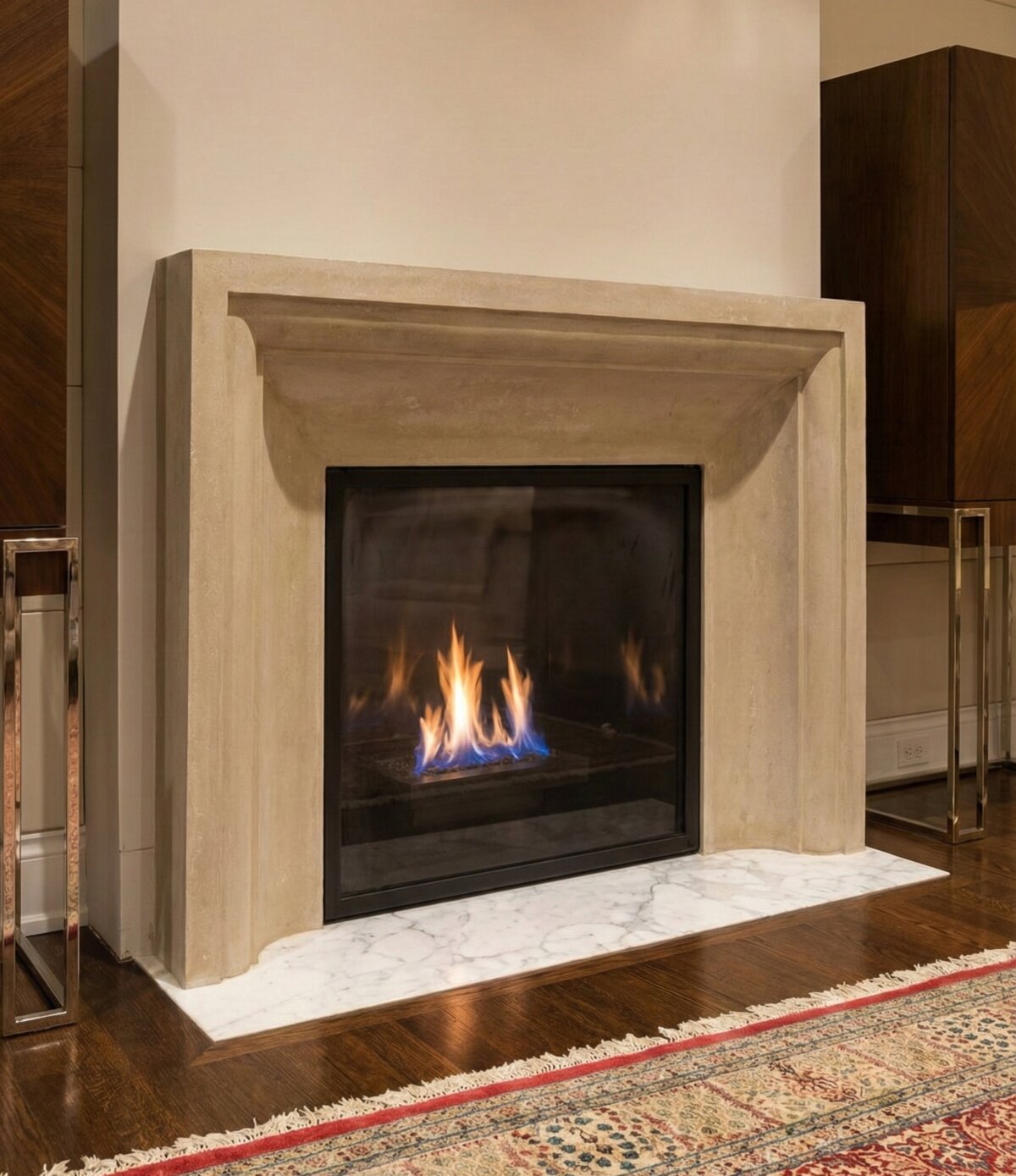 Scroll Series fireplace mantel installation in Philadelphia, PA